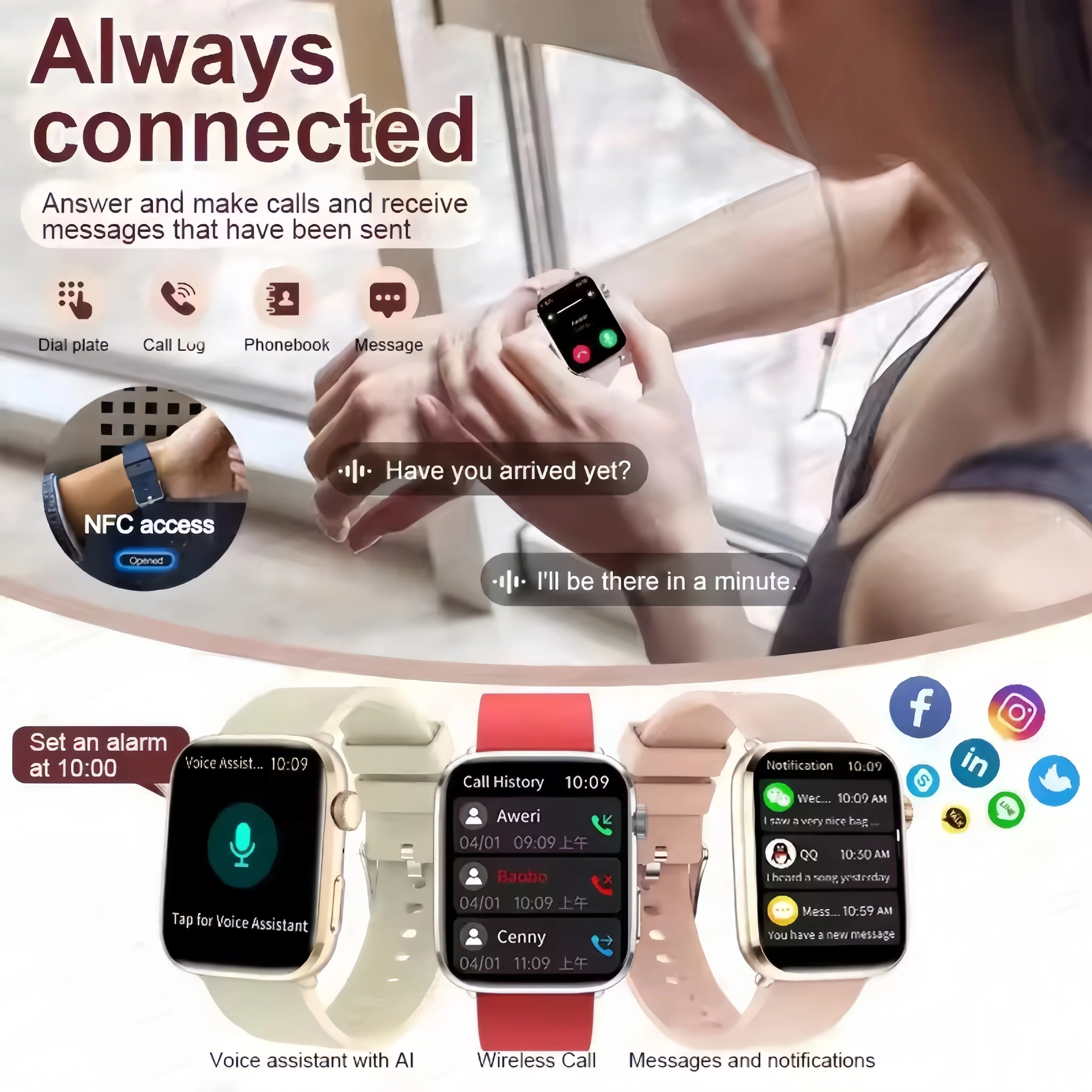 LadySport Connect smart watch 1.85-inch